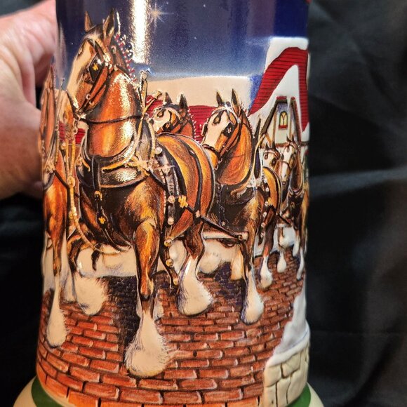 BUDWEISER Stoneware Raised Relief Clydesdale Horses Collectible Beer Stein - Picture 8 of 9